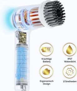 MostEssential Premium Elektrische Schoonmaakborstel 2023 Model – Elektrische Schrobber - Schrobborstel - Poetsmachine – Voor Badkamer Of Keuken - Inclusief 4 Borstelkoppen -Huishoudproducten Verkoop 1013x1200