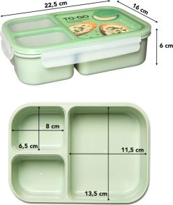 Lock&Lock Lunchbox - Bento Box - Salade Lunchbox - Met 3 Compartimenten - Met Dressing/Saus Bakje - Volwassenen En Kinderen - To Go - Lekvrij - BPA Vrij - 980 Ml - Groen -Huishoudproducten Verkoop 1016x1200 2