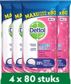 Dettol - Schoonmaakdoekjes - Power & Fresh - Kersenbloesem - 4 X 80 Stuks - Voordeelverpakking 16 Dettol - Schoonmaakdoekjes - Power & Fresh - Kersenbloesem - 4 X 80 Stuks - Voordeelverpakking -Huishoudproducten Verkoop 1016x1200