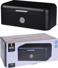 Excellent Houseware - Broodtrommel - Met Klepdeksel - Zwart - Metaal - Glans - Luchtgaten - Chique - Modern -Huishoudproducten Verkoop 1023x1200 2