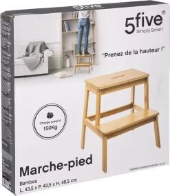 5Five - Bamboe Keukentrapje/opstapje Met 2 Treden 47 Cm - Keuken/badkamer Krukjes -Huishoudproducten Verkoop 1043x1200