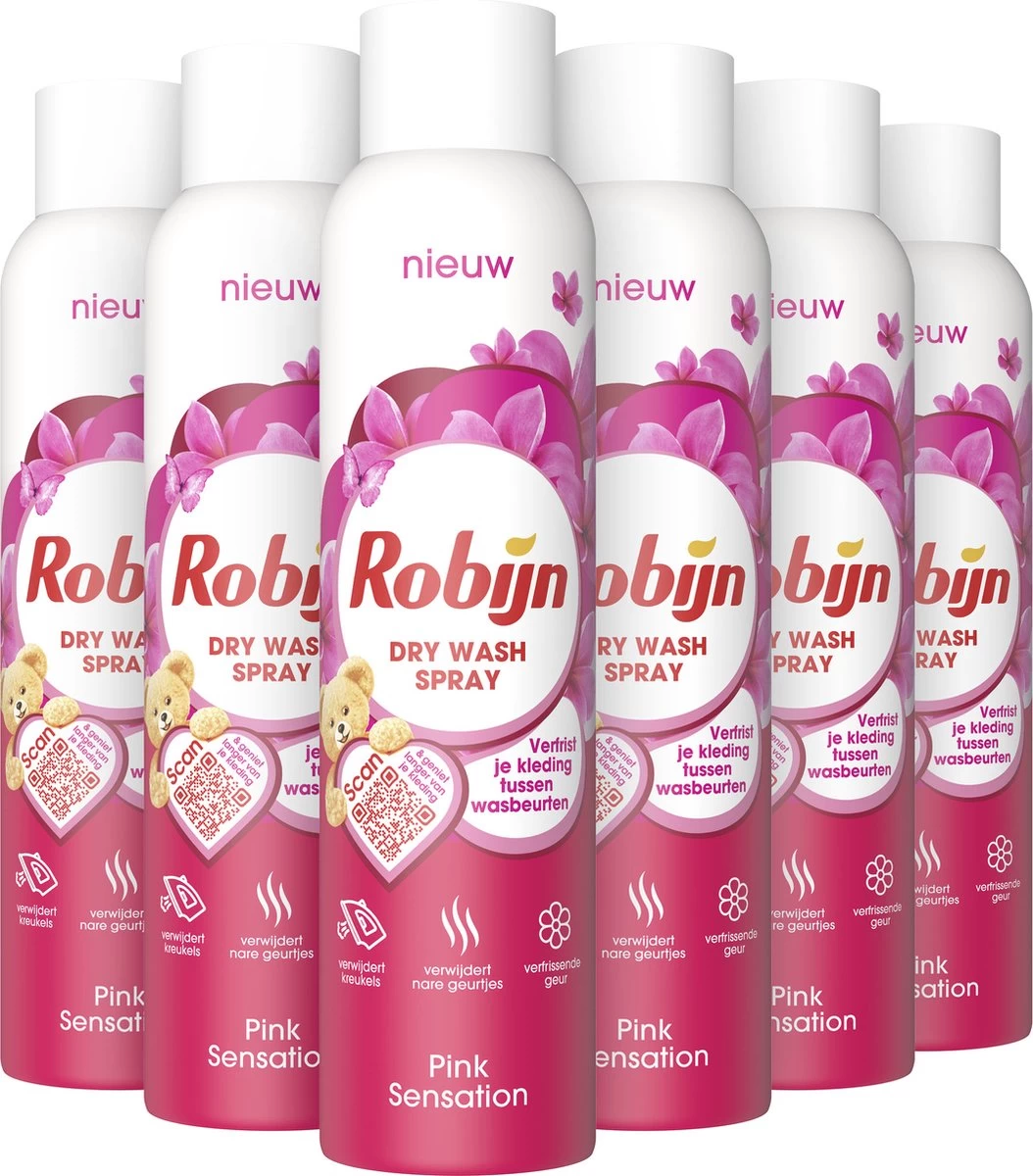 Robijn Pink Sensation Dry Wash Spray - 6 X 200 Ml - Voordeelverpakking 4 Robijn Pink Sensation Dry Wash Spray - 6 X 200 Ml - Voordeelverpakking - Afbeelding 2
