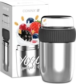 Coninx Thermos Lunchbox - Muesli Beker To Go - Isoleer Lunchpot - Yoghurtbeker To Go - Mueslibeker 840ml (600ml+240ml) - RVS -Huishoudproducten Verkoop 1088x1200