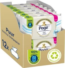 Page Puur Vochtig Toiletpapier - Extra Duurzaam Vochtig Wc Papier - 12 X 38 Stuks - Voordeelverpakking -Huishoudproducten Verkoop 1140x1200 1