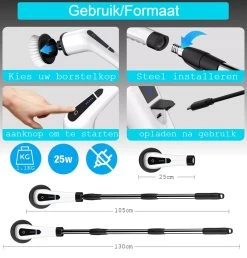 Merkloos Scrubclean Elektrische Schoonmaakborstel-7 In 1 Schrobber Met Steel-2 Standen Poetsmachine-max 130cm-badkamer/keuken/auto +gratis Houder -Huishoudproducten Verkoop 1150x1200 3