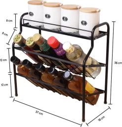 Zindoo Kruidenrek Zwart 3-laags Staand - Specerijen Rek - Kruiden Rek - Duurzaam RVS - Anti Slip Onderzijde - Specerijenstandaard – Keukenorganizer - Spice Rack - Kitchen Rack - Spice Organizer Keukenaccessoire - ZIN-SR05 -Huishoudproducten Verkoop 1154x1200 2