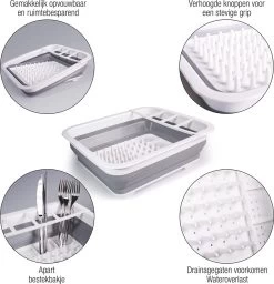 Amazy Afdruiprek Opvouwbaar & Bpa-vrij - Afdruiprek Voor Het Drogen Van Bestek, Borden, Glazen & Flessen - Afdruipmat In Grijs-wit Van Kunststof & Silicone Voor Gootsteen, Spoelbakken, Keuken -Huishoudproducten Verkoop 1160x1200