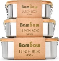Bamboe Lunch Box 1400 Ml | Broodbox | Ecologisch | Roestvrijstalen Lunchbox | Bentobox No Leak | Smaakloos | Bamboe Grote Broodtrommel | Lunchbox Volwassenen | Lunchbox RVS Bamboe | Bambaw -Huishoudproducten Verkoop 1164x1200