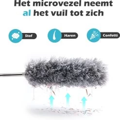 JUST23 Plumeau Uitschuifbaar Met Telescoopsteel – 60 Tot 140 Cm – Ragebol – Stoffer – Duster – Grijs – Incl. Microfiber Doek -Huishoudproducten Verkoop 1194x1200 8