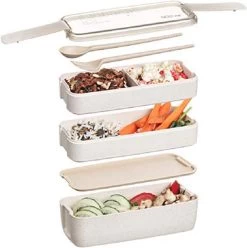 Bento Lunchbox - Lunchtrommel 900ml 3 Laags - Inclusief Bestek - Beige - Opline -Huishoudproducten Verkoop 1196x1200 7