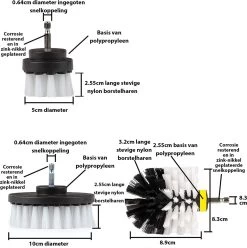 Kibani 3 Delige Borstelset Voor Boormachine - Wit - Voor Wielen, Tapijt En Bekleding - Schrobborstel – Boorborstel – Schuurborstel - Borstel Boormachine – Schoonmaakborstel – Reinigingsborstel – Tapijtreiniger - Borstelset -Huishoudproducten Verkoop 1197x1200 14