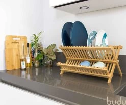 Budu Afdruiprek - Afdruiprekje Van Bamboe Hout - Afdruiprek Voor Afwas - Vaatwasrek - Keukenrek - Inklapbaar - Opvouwbaar - -Huishoudproducten Verkoop 1200x1000 2