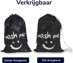 Wonair - Grote Waszak - Laundry Bag - Wash Me - 60x90cm - Zwart - Met Trekkoord -Huishoudproducten Verkoop 1200x1031