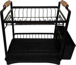 Afdruiprek - Zwart/ Met Flexibele Water Afvoer/ Borden, Pannen Bestek/ RVS/ Lichtgewicht/ Lekbak/ Luxe Uitvoering