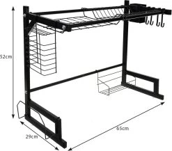 Afdruiprek Droger Zwart Voor Bestek Boven De Gootsteen 65 Cm X 29 Cm X 52 Cm -Huishoudproducten Verkoop 1200x1052 1