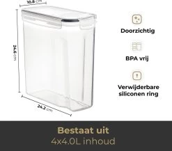 Stosh Voorraadpotten - Voorraadbussen - Vershouddoos - 4 Stuks - 4.0L - BPA Vrij - Kunststof -Huishoudproducten Verkoop 1200x1055 2
