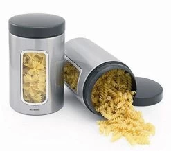 Brabantia Voorraadbus - 1,4 L - Matt Steel Fingerprint Proof / Matt Black Deksel - Met Venster -Huishoudproducten Verkoop 1200x1060