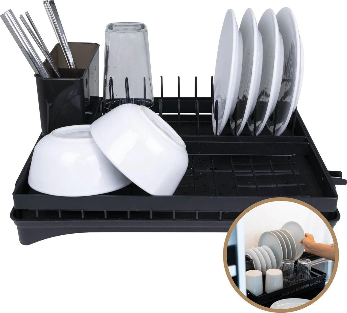 Baulk® - Afdruiprek - Afdruiprek Met Lekbak - Afwas - Droogrek Afwas - RVS - Bestekbak - Modern 7 Baulk® - Afdruiprek - Afdruiprek Met Lekbak - Afwas - Droogrek Afwas - RVS - Bestekbak - Modern - Afbeelding 5