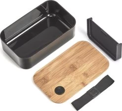 Lunchtrommel/broodtrommel 2-vaks Zwart/naturel Bamboe 19 X 7 Cm - Keukenbenodigdheden - Lunch/brood Meenemen - Trommels/boxen -Huishoudproducten Verkoop 1200x1088 3