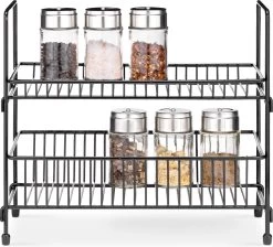 Navaris Stalen Kruidenrekje 2 Etages - Kruidenrek Staand - Rek Voor Kruidenpotjes En Glaasjes - Multifunctionele Organizer Voor Keuken En Badkamer -Huishoudproducten Verkoop 1200x1090