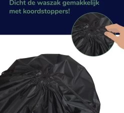 Wonair - Grote Waszak - Laundry Bag - Wash Me - 60x90cm - Zwart - Met Trekkoord -Huishoudproducten Verkoop 1200x1097