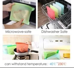 Siliconen Vershoudzakken - Set Van 8 ( 4x 1000ML + 4x 1500ML) -(Transparant, Rood, Groen, Blauw) - Duurzaam - Herbruikbaar - Vries & Hitte Bestendig - Meal Prep - Opbergzak Maatbeker Meal Prep Container -Huishoudproducten Verkoop 1200x1110