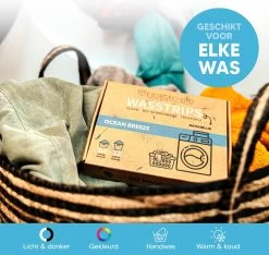 Wasmiddeldoekjes - Ocean Breeze Wasstrips 64 Wasbeurten – Wasmiddel Wasdoekjes - Natuurlijke Wasverzachter – Vegan – Zero Waste -Huishoudproducten Verkoop 1200x1135 1