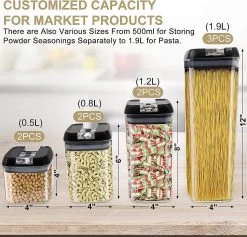 IGOODS - Voorraadpotten - Voorraaddozen- Voorraadboxen 7 Stuks - Met Zwarte Deksel -Huishoudproducten Verkoop 1200x1153 7