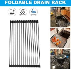 IBright Oprolbare Afdruiprek - Pannen Rooster Hittebestendig - Afdruiprooster - Pannenonderzetter - RVS Zwart 12 IBright Oprolbare Afdruiprek - Pannen Rooster Hittebestendig - Afdruiprooster - Pannenonderzetter - RVS Zwart -Huishoudproducten Verkoop 1200x1155