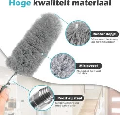 JUST23 Plumeau Uitschuifbaar Met Telescoopsteel – 60 Tot 140 Cm – Ragebol – Stoffer – Duster – Grijs – Incl. Microfiber Doek -Huishoudproducten Verkoop 1200x1156 12