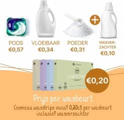 Cosmeau Wasstrips 20 Wasbeurten Zeebries Wasmiddel Wasvellen Wasdoekjes Detergent Sheets Eco Laundry Strips Proefpakket - Plasticvrij Biologisch -Huishoudproducten Verkoop 1200x1160 1
