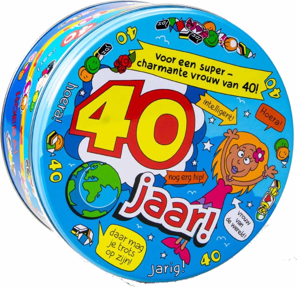 40 Jaar Snoeptrommel/voorraadtrommel Voor Vrouw 14 X 7,5 Cm - 40e Verjaardag - 40e Verjaardag Cadeau / Versiering 4 40 Jaar Snoeptrommel/voorraadtrommel Voor Vrouw 14 X 7,5 Cm - 40e Verjaardag - 40e Verjaardag Cadeau / Versiering - Afbeelding 2