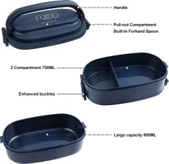 OITUGG Lunchbox Volwassenen: 2-laags Bento Box 1550 Ml Voor Mannen Vrouw - 3-vaks Lunchbox Met Bestek - BPA-vrije Plastic Lunchbox Geschikt Voor Kantoorschool - Magnetronbestendig Vaatwasmachinebestendig (blauw) -Huishoudproducten Verkoop 1200x1167 6