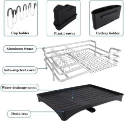 Doogo® Afdruiprek Met Bestekkorf En Lekbak Voor Keukenborden En Bestek Afdruiprek Met Draaibare Uitloop -Huishoudproducten Verkoop 1200x1169 6
