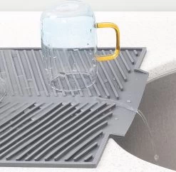 Navaris Siliconen Droogmat Met Afvoer - Aanrecht Droogmat Voor Afwas, Borden, Bestek, Glazen - Grijs -Huishoudproducten Verkoop 1200x1171 3