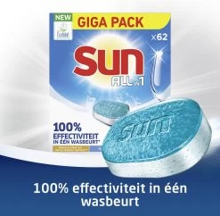 SUN® Sun All-in 1 Normaal Vaatwastabletten - 62 Tabletten - Voordeelverpakking -Huishoudproducten Verkoop 1200x1176 2