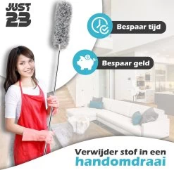JUST23 Plumeau Uitschuifbaar Met Telescoopsteel – 60 Tot 140 Cm – Ragebol – Stoffer – Duster – Grijs – Incl. Microfiber Doek -Huishoudproducten Verkoop 1200x1178 8