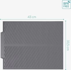 Navaris Siliconen Droogmat Met Afvoer - Aanrecht Droogmat Voor Afwas, Borden, Bestek, Glazen - Grijs -Huishoudproducten Verkoop 1200x1184 5