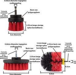 Kibani 3 Delige Borstelset Voor Boormachine - Rood - Voor Beton, Baksteen En Andere Ruwe Oppervlakken - Schrobborstel – Boorborstel – Schuurborstel - Borstel Boormachine – Schoonmaakborstel – Reinigingsborstel – Tapijtreiniger - Borstelset -Huishoudproducten Verkoop 1200x1186 7