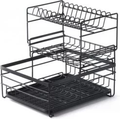 Luxaliving - Metalen Afdruiprek Met Lekbak – Afwas Droogrek – RVS Vaatwasrek – Keuken Droogrek Met Bestekmand – 3 Etages -Huishoudproducten Verkoop 1200x1189 1