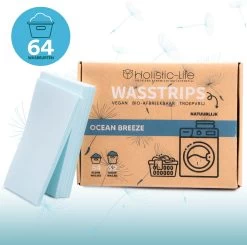 Wasmiddeldoekjes - Ocean Breeze Wasstrips 64 Wasbeurten – Wasmiddel Wasdoekjes - Natuurlijke Wasverzachter – Vegan – Zero Waste