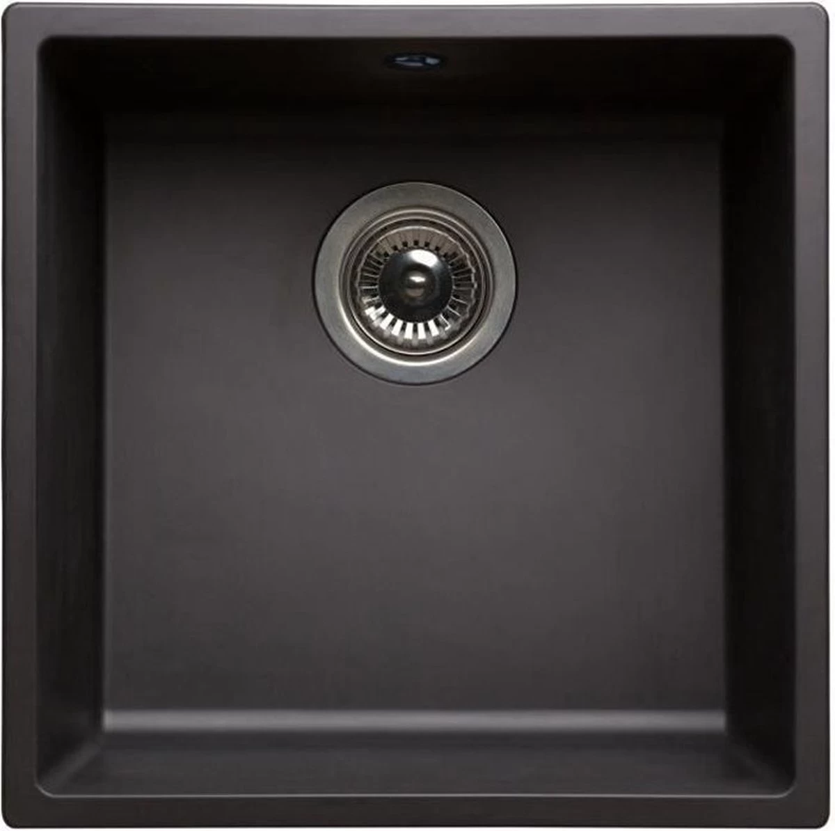 NORD INOX Ingebouwde Gootsteen 1 Kom + 1 Manddrain Zonder Afdruiprek - Hars - 40 X 40 X 20 Cm - Zwart 3 NORD INOX Ingebouwde Gootsteen 1 Kom + 1 Manddrain Zonder Afdruiprek - Hars - 40 X 40 X 20 Cm - Zwart