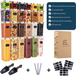 Empyrea Set Van 24 Luchtdichte Vershouddozen, Voorraad Bussen Opslag En Organisatie, Keuken En Voedselcontainer, Voorraadpotten Van Kunststof, BPA-vrij, 72 Etiketten, 3 Markers En 8 Lepels Meegeleverd | Keuken Organizer Voorraadcontainers 13 Empyrea Set Van 24 Luchtdichte Vershouddozen, Voorraad Bussen Opslag En Organisatie, Keuken En Voedselcontainer, Voorraadpotten Van Kunststof, BPA-vrij, 72 Etiketten, 3 Markers En 8 Lepels Meegeleverd | Keuken Organizer Voorraadcontainers -Huishoudproducten Verkoop 1200x1198 62