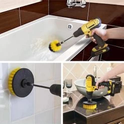 Merkloos 4-delige Borstelset Voor Boormachine - Inclusief Verlengstuk - Opzetborstels - Schrobborstel - Schuurborstel - Schoonmaakborstel - Tapijtreiniger - Brush - Geel - Gratis Verzending -Huishoudproducten Verkoop 1200x1199 12