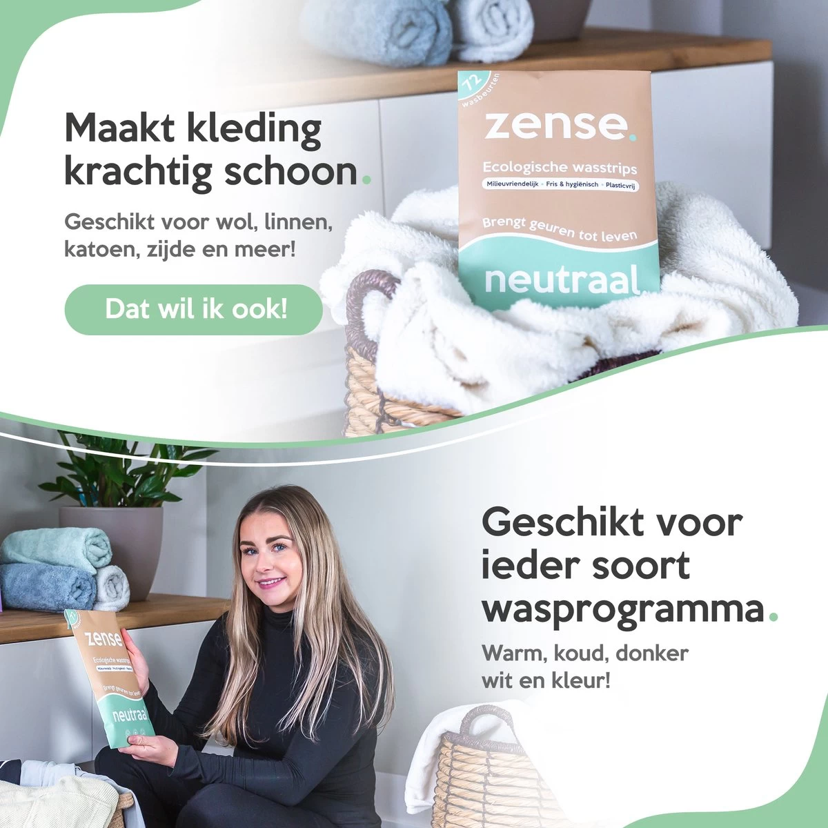 Zense Eco Wasmiddel Wasstrips - 72 Grote Wasbeurten - Neutraal - Wasmiddeldoekjes 11 Zense Eco Wasmiddel Wasstrips - 72 Grote Wasbeurten - Neutraal - Wasmiddeldoekjes - Afbeelding 9