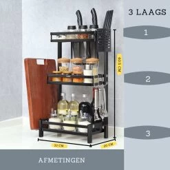 Koflergoods - Kruidenrek - Kruidenrek Staal - 3 Laags - Opbergrek - Keuken Organizer - Roestvrijstaal - Aanrecht Organizer -Huishoudproducten Verkoop 1200x1200 1051