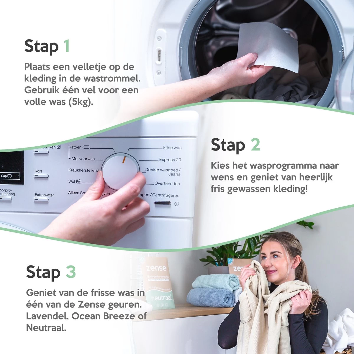 Zense Eco Wasmiddel Wasstrips - 72 Grote Wasbeurten - Neutraal - Wasmiddeldoekjes 12 Zense Eco Wasmiddel Wasstrips - 72 Grote Wasbeurten - Neutraal - Wasmiddeldoekjes - Afbeelding 10