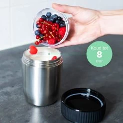 Coninx Thermos Lunchbox - Muesli Beker To Go - Isoleer Lunchpot - Yoghurtbeker To Go - Mueslibeker 840ml (600ml+240ml) - RVS -Huishoudproducten Verkoop 1200x1200 1082