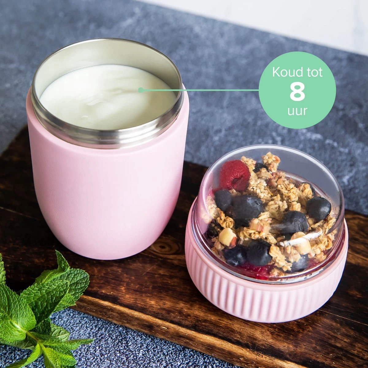 Coninx Thermos Lunchbox - Muesli Beker To Go - Isoleer Lunchpot - Yoghurtbeker To Go - Mueslibeker 840ml (600ml+240ml) - RVS / Roze 6 Coninx Thermos Lunchbox - Muesli Beker To Go - Isoleer Lunchpot - Yoghurtbeker To Go - Mueslibeker 840ml (600ml+240ml) - RVS / Roze - Afbeelding 4