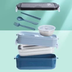 Lunchbox - Meal Prep Bakjes - Lunch Box Met Deksel - Meal Prep – Bento Box - Lunchtrommel Met Bestek Blauw -Huishoudproducten Verkoop 1200x1200 1108